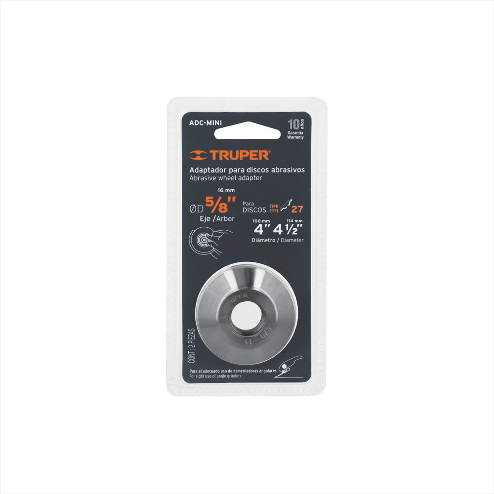 Adaptador Discos Abrasivos 4'' 4.1/2'' Truper Eje 5/8'' img #3
