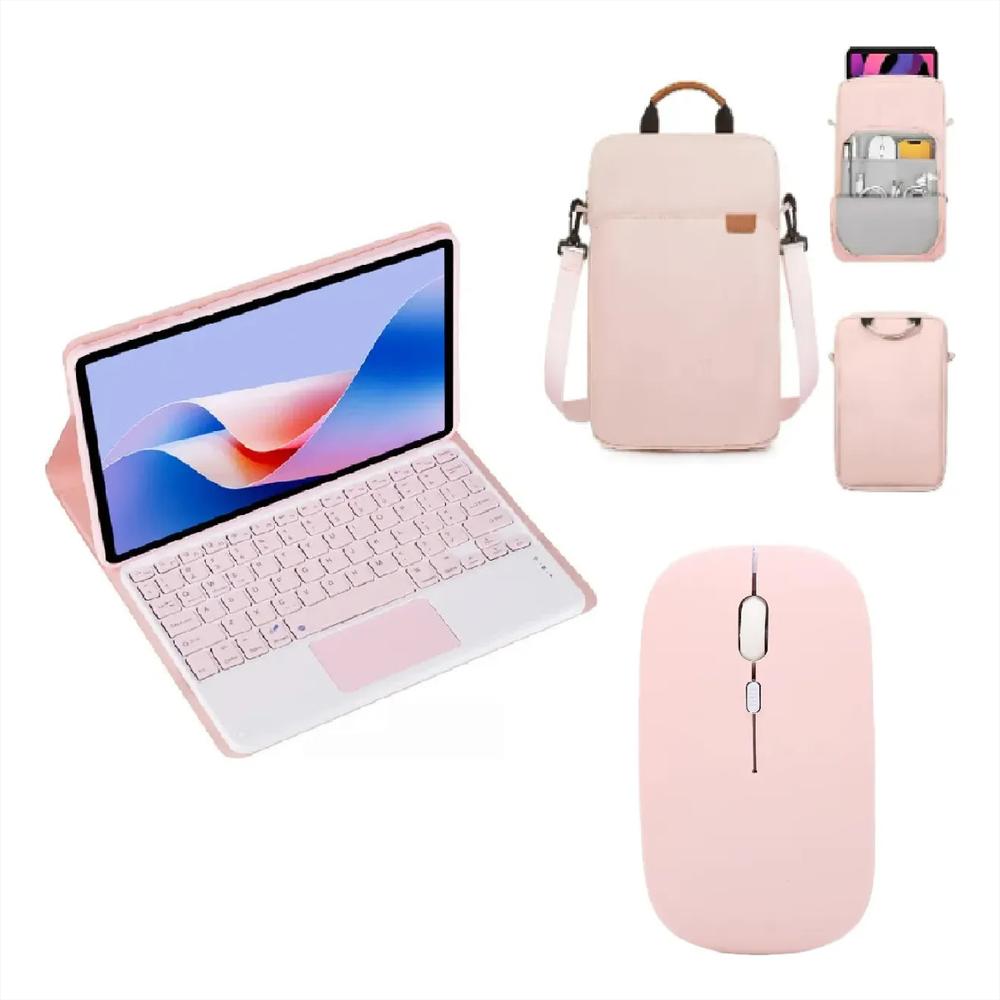 Estuche Teclado Trackpad Para Tablet Lenovo Idea Tab 11 Rosa+Mouse+Bolso img #1