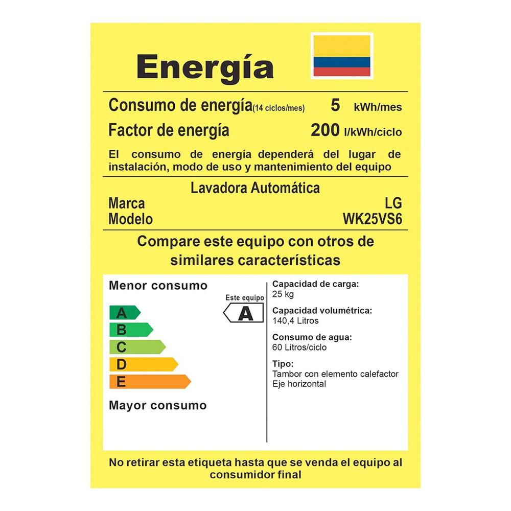 Torre de Lavado LG Gas 25 KG AI DD WK25VS6.ASSECOL Gris img #7