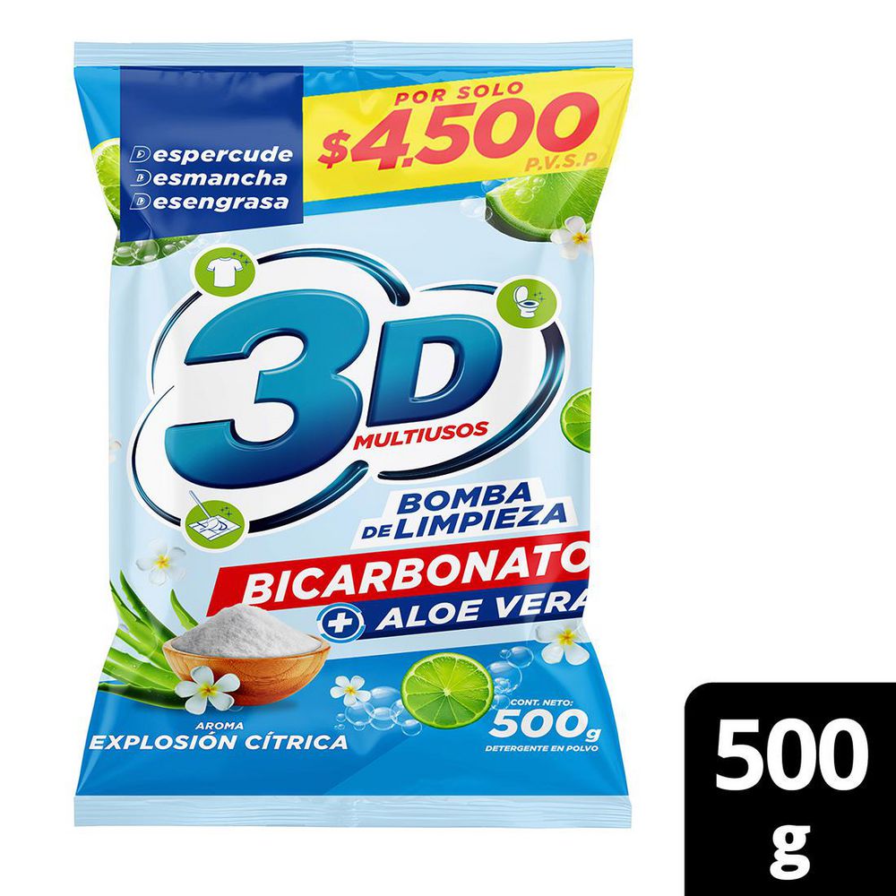 Detergente en polvo 3D explosión cítrica multiusos (500  gr) img #2