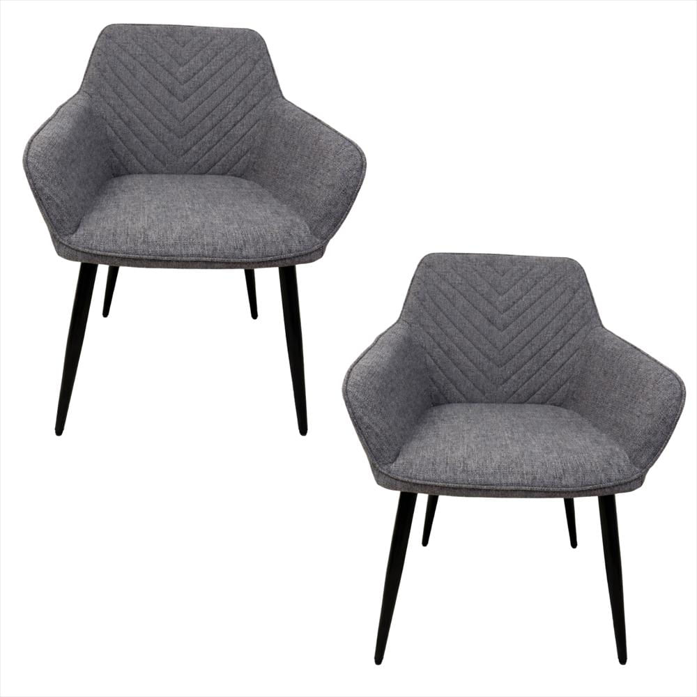Set X2 Poltronas Milei Tapizadas En Tela Gris img #1