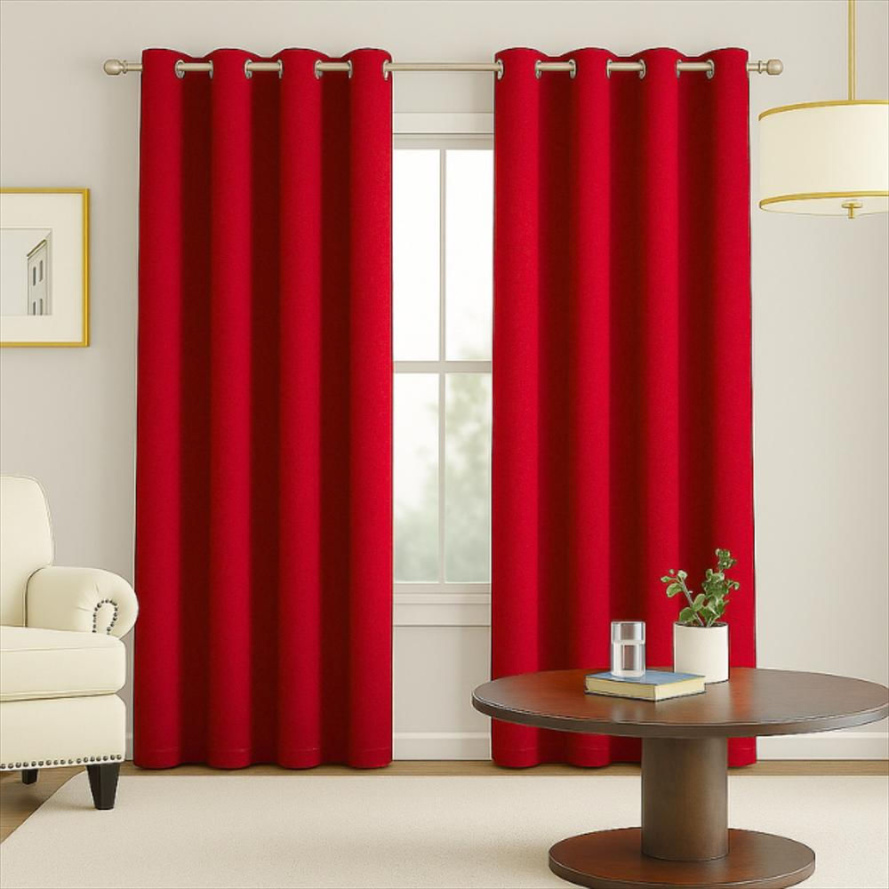 Cortinas Semiblackout Decorativas Con Acabado Moderno Rojo | 270X200 Cm (2 Paneles) img #1