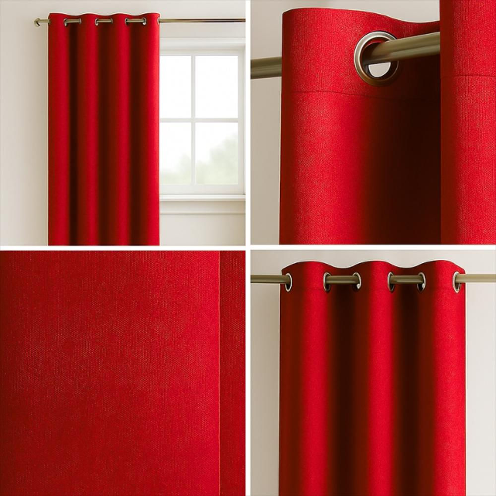 Cortinas Semiblackout Decorativas Con Acabado Moderno Rojo | 270X200 Cm (2 Paneles) img #2