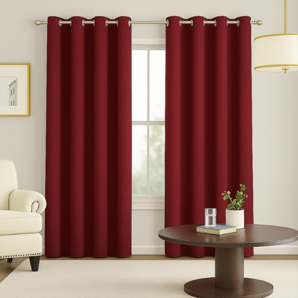 Cortinas Semiblackout Decorativas Con Acabado Moderno Vinotinto | 270X200 Cm (2 Paneles) img #1