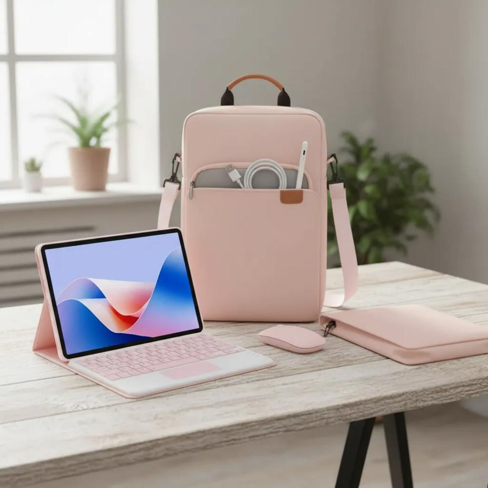 Estuche Teclado Trackpad Para Tabletipad Air 11 Chip M4 2026 Rosa +Mouse+Bolso+Lapiz img #2