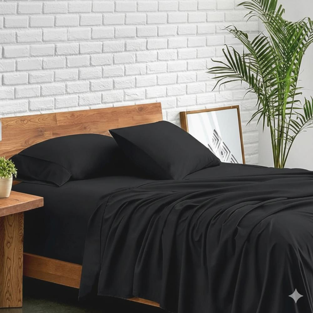 Sabanas Cama King Negro Calidad Premium img #1