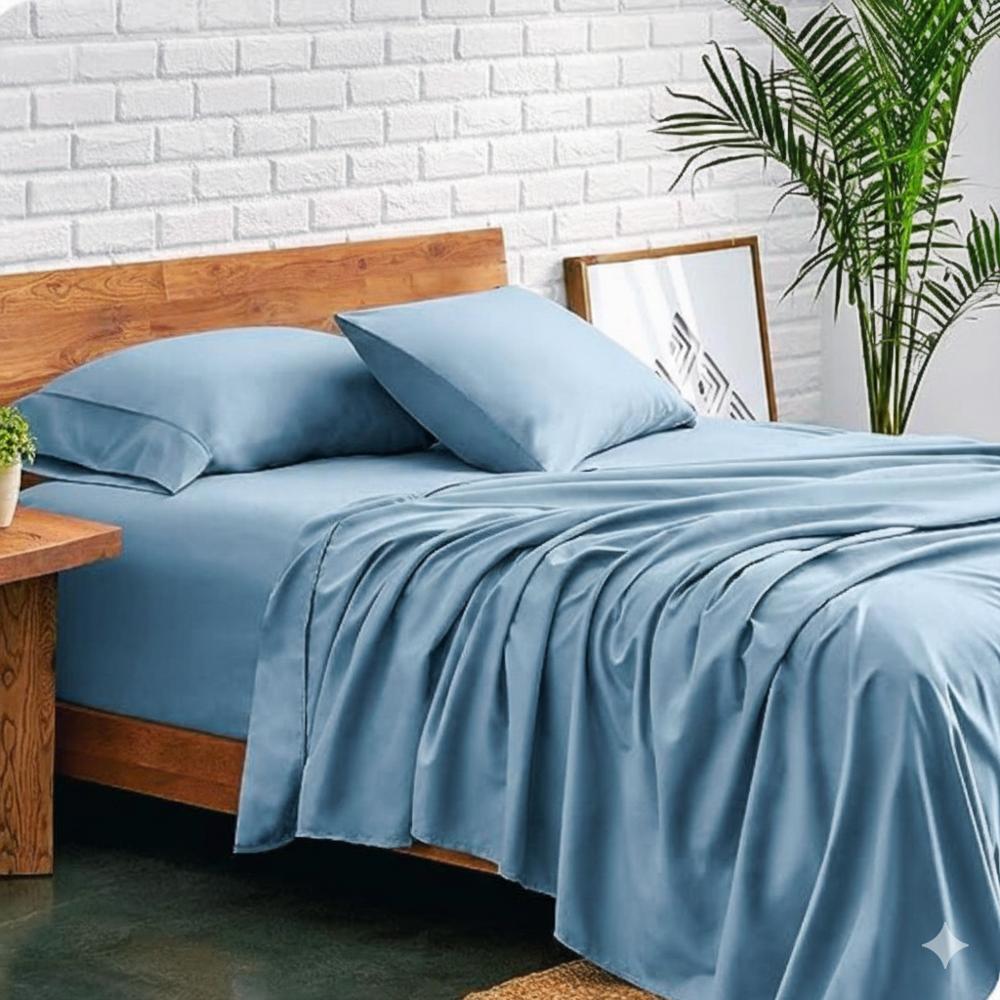 Sabanas Cama Semidoble Azul Bebé Calidad Premium img #1