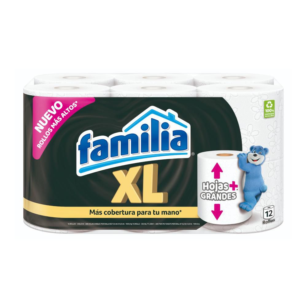 Papel Higiénico FAMILIA XL hojas más grandes x12 rollos (336  mts) img #1