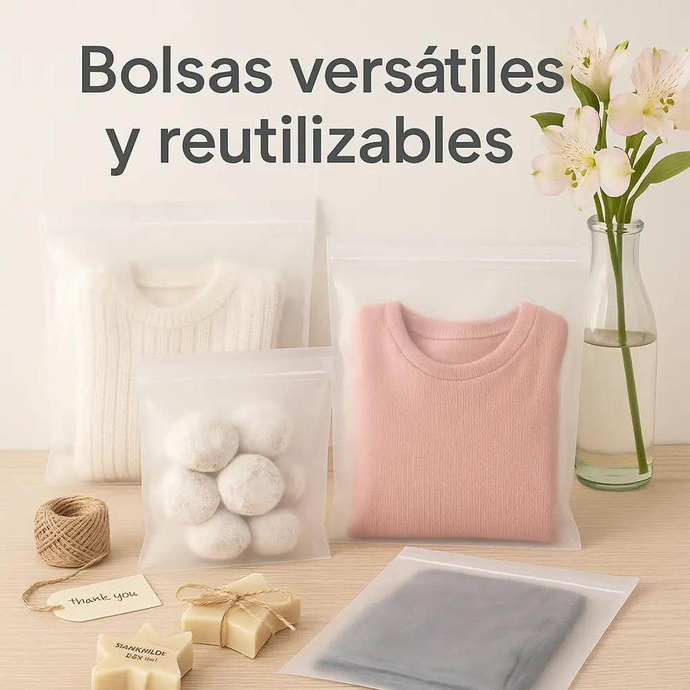 Bolsa Pe Esmerilada Cierre Zipper 30X35cm Multiuso 50Pcs img #3