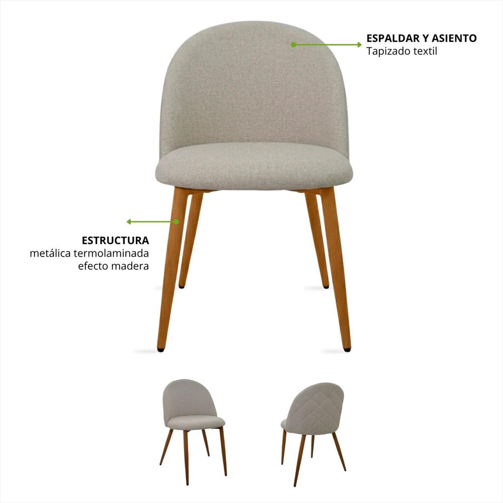 Silla Tapizada Anix Beige Tela img #3
