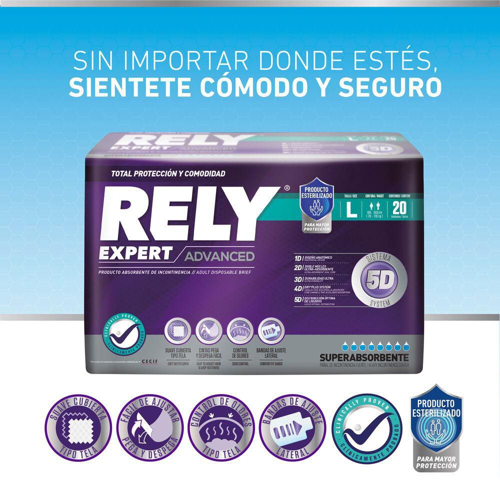 Pañales para adultos RELY advanced talla L (20  und) img #2