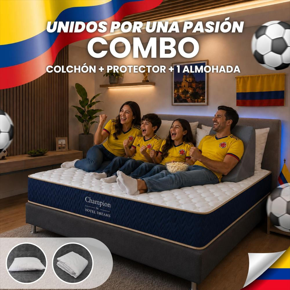 Combo Colchón Champion Semidoble 120X190 Cm Ortopedico +Protector De Colchon +1 Almohada img #2