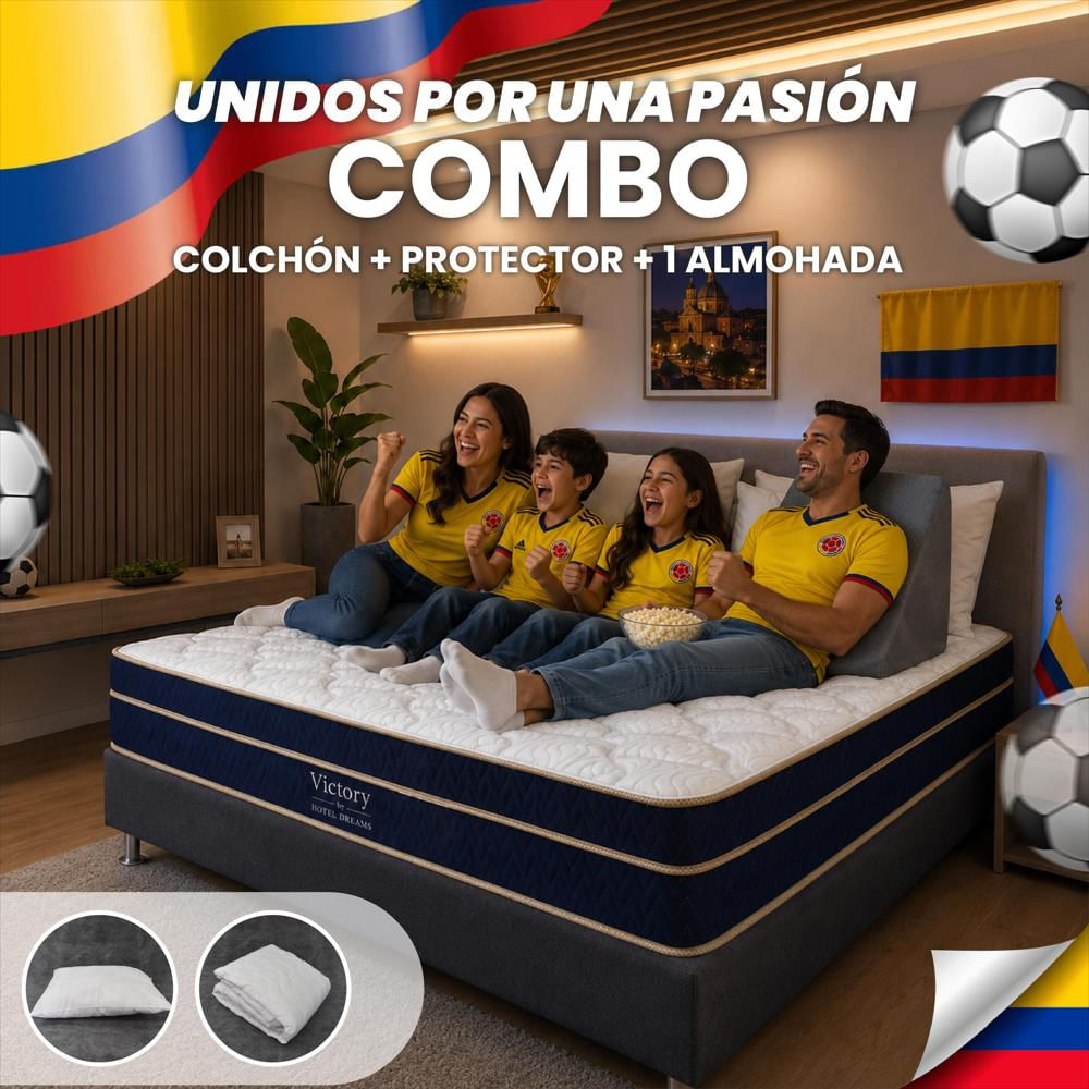 Combo Colchón Victory Semidoble 120X190 Cm Ortopedico + Protector De Colchon+ 1 Almohada img #2