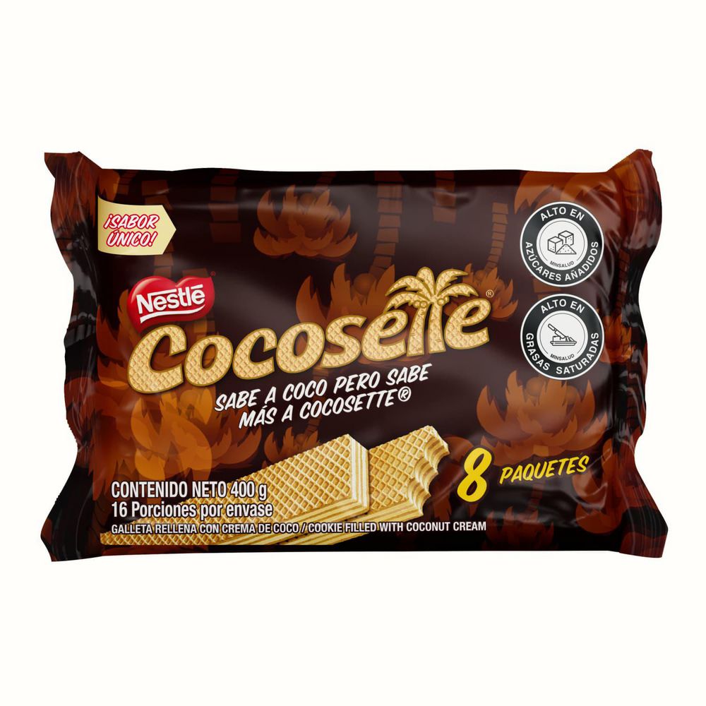 Galletas wafer COCOSETTE relleno crema coco x8 paquetes (400  gr) img #1