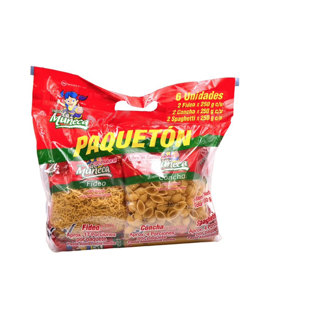 Pastas LA MUNECA paquetón x6und (1500  gr)