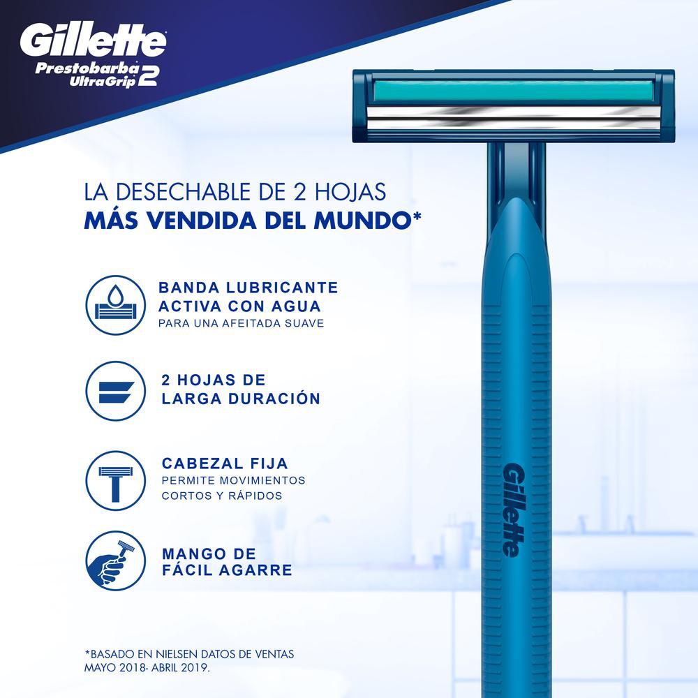 Máquina de afeitar PRESTOBARBA gillette ultragrip 2 desechables (1  und) img #9