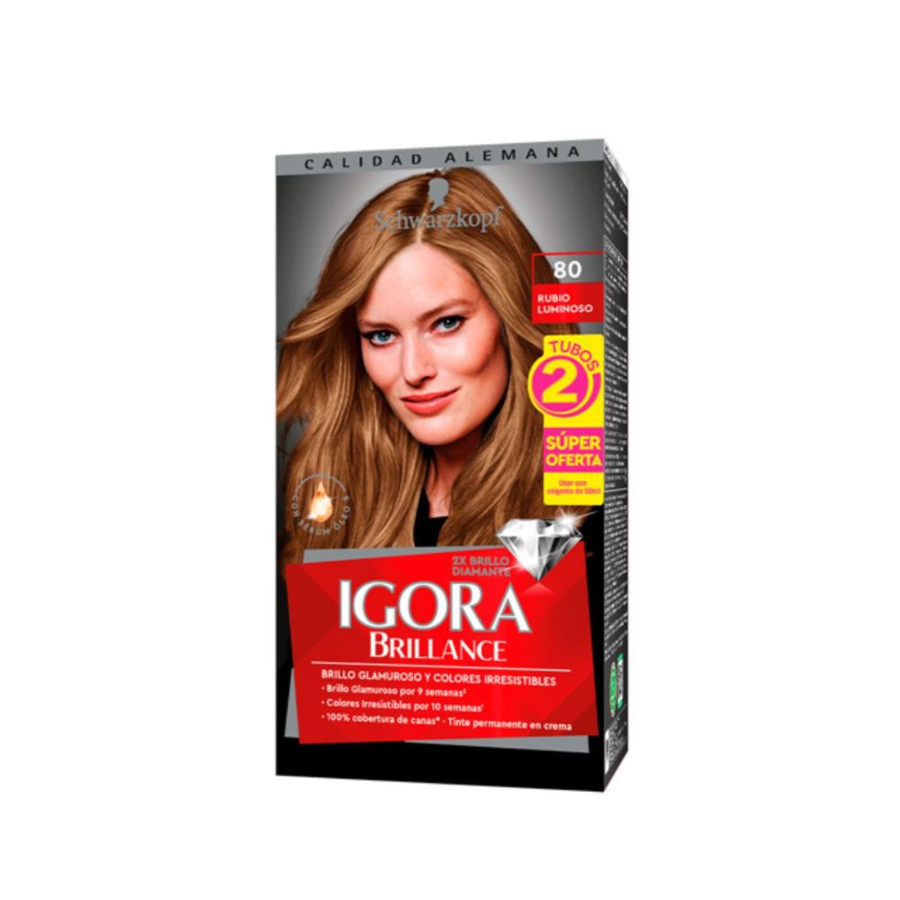 Tinte IGORA BRILLANCE 80 rubio luminoso (2  und)