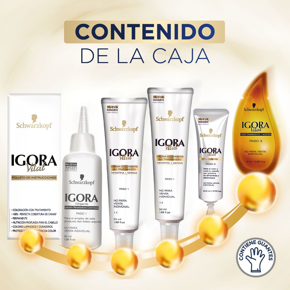 Tinte para cabello IGORA VITAL castaño mediano larga duración (2  und) img #3