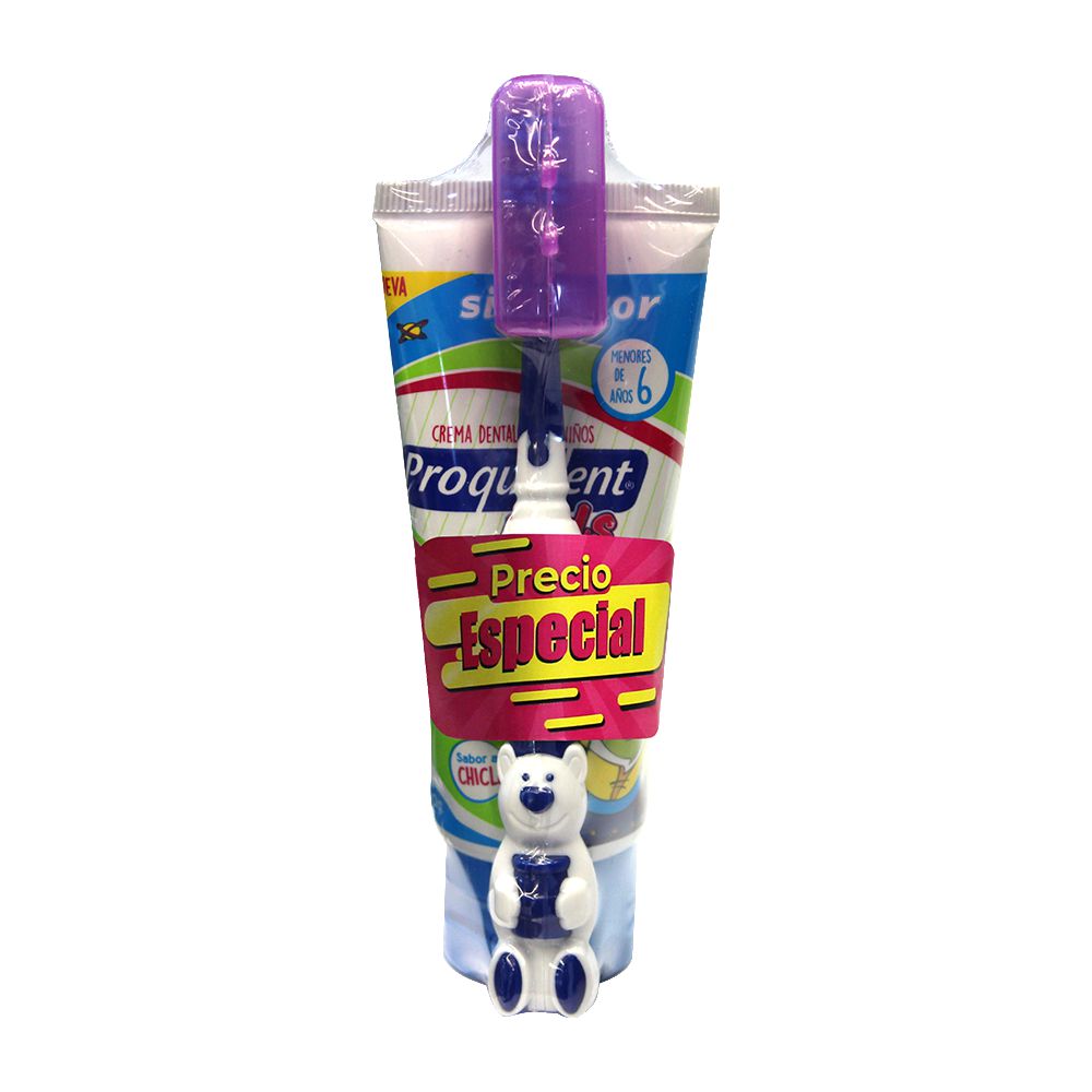 Crema dental PROQUIDENT sin flúor + cepillo de dientes (75  ml) img #1