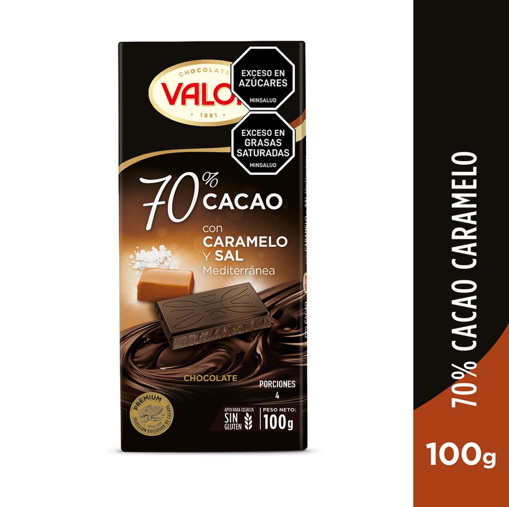 Barra de chocolate VALOR MARCA EXCLUSIVA con caramelo y sal mediterránea (100  gr) img #1