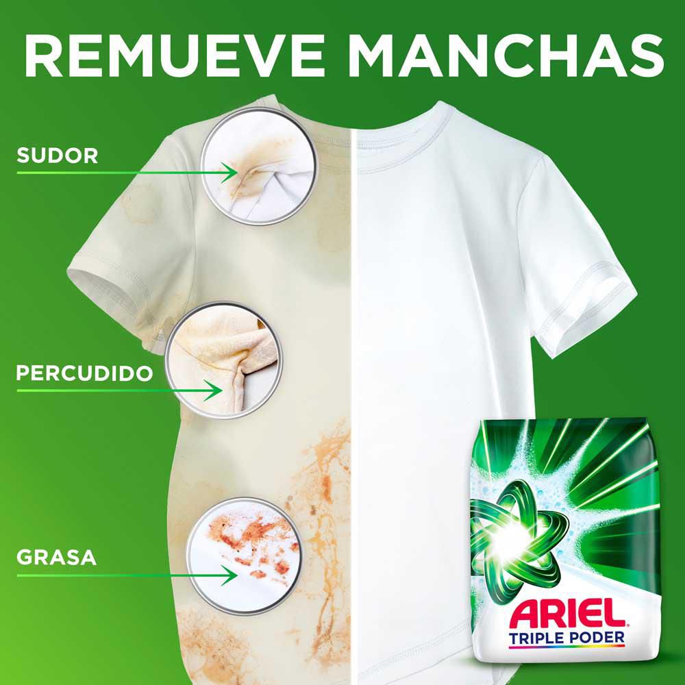 Detergente en polvo ARIEL triple poder ropa blanca y de color (450  gr) img #3