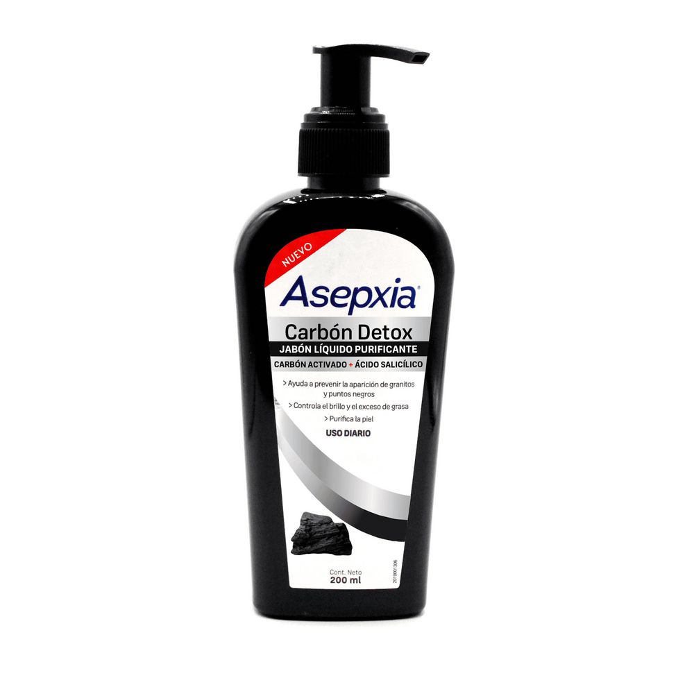 Jabón facial ASEPXIA purificante carbón detox (200  ml) img #1