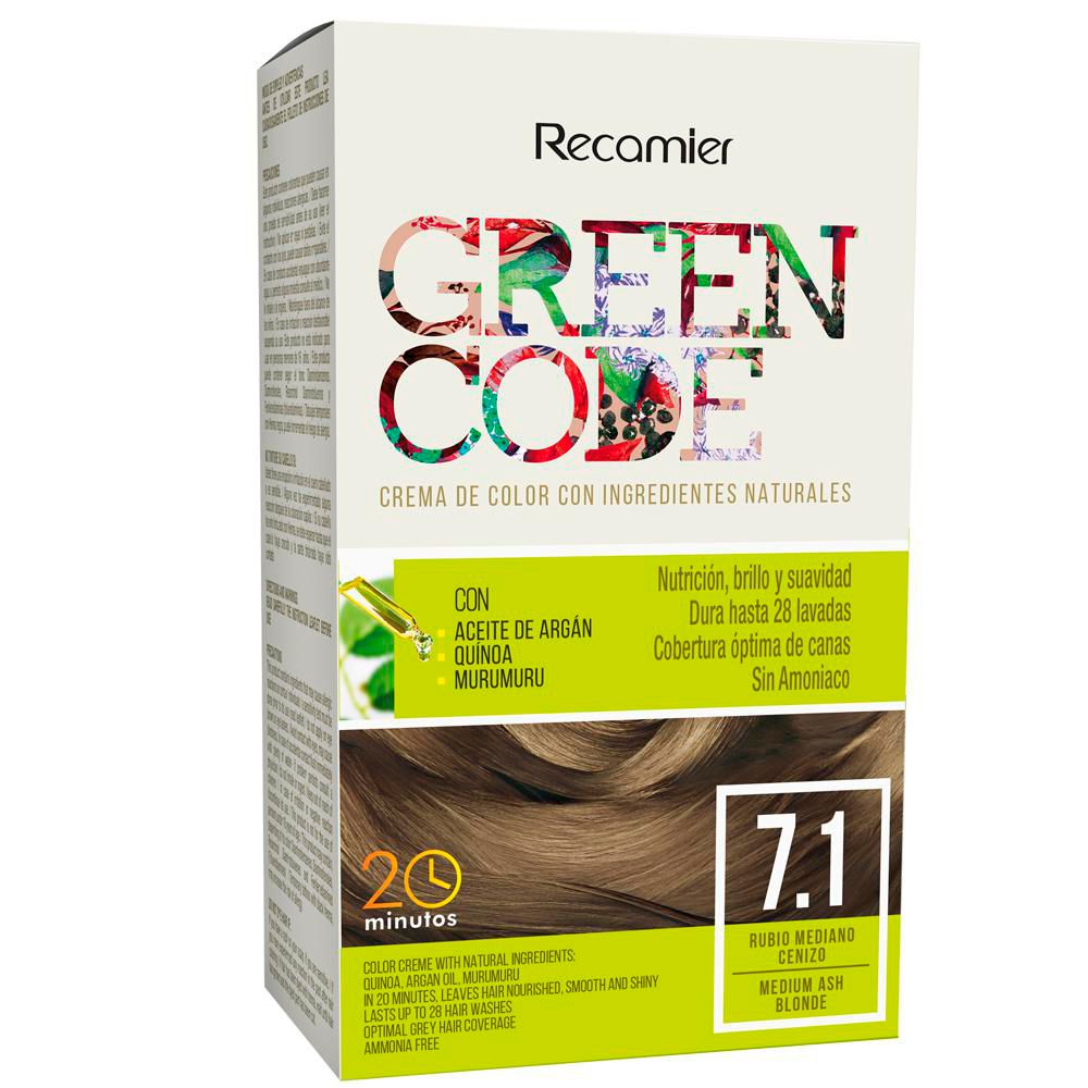 Tinte para cabello GREEN CODE rubio mediano cenizo (1  und) img #1