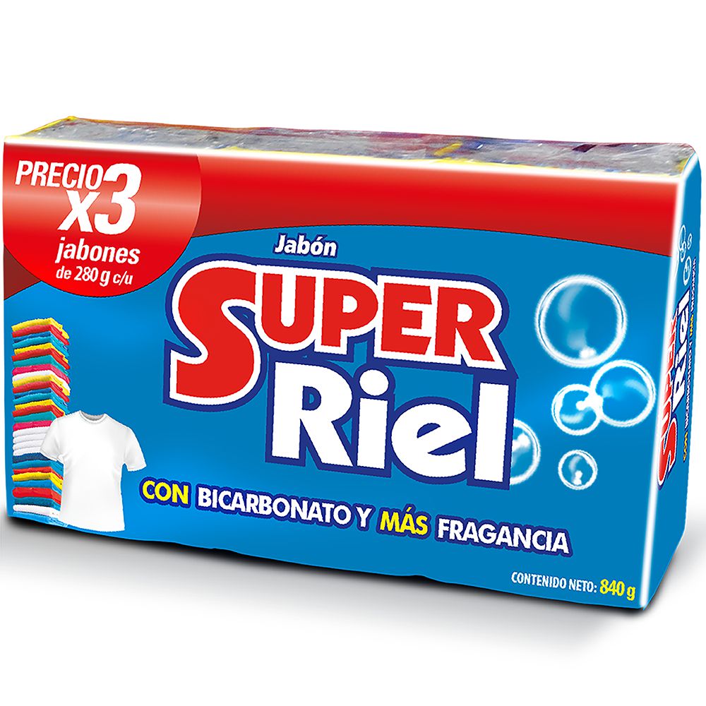 Jabón de barra SUPER RIEL con bicarbonato (840  gr)