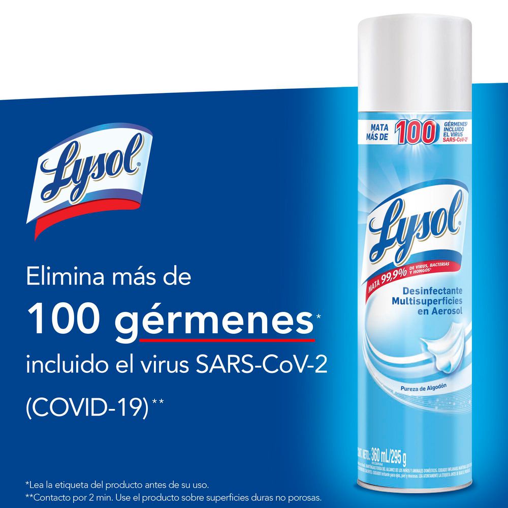 Desinfectante  LYSOL en aerosol pureza algodón (295  gr) img #3