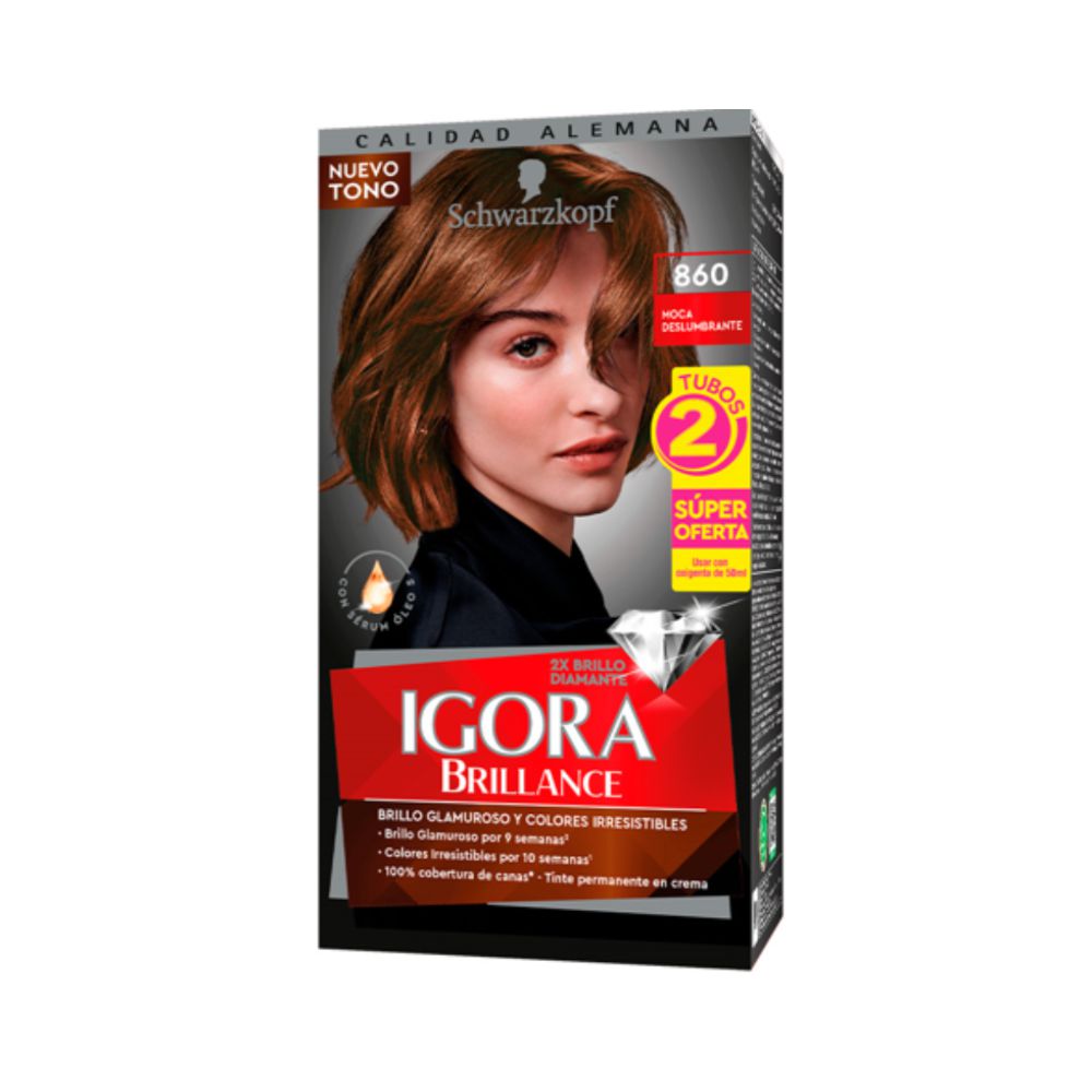 Tinte para cabello IGORA BRILLANCE permanente moca deslumbrante (2  und)