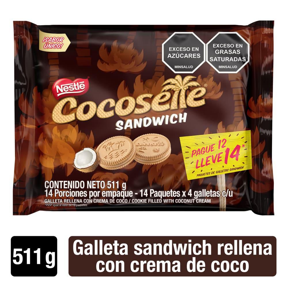Galletas COCOSETTE relleno crema coco paga 12 lleva 14 (511  gr) img #1