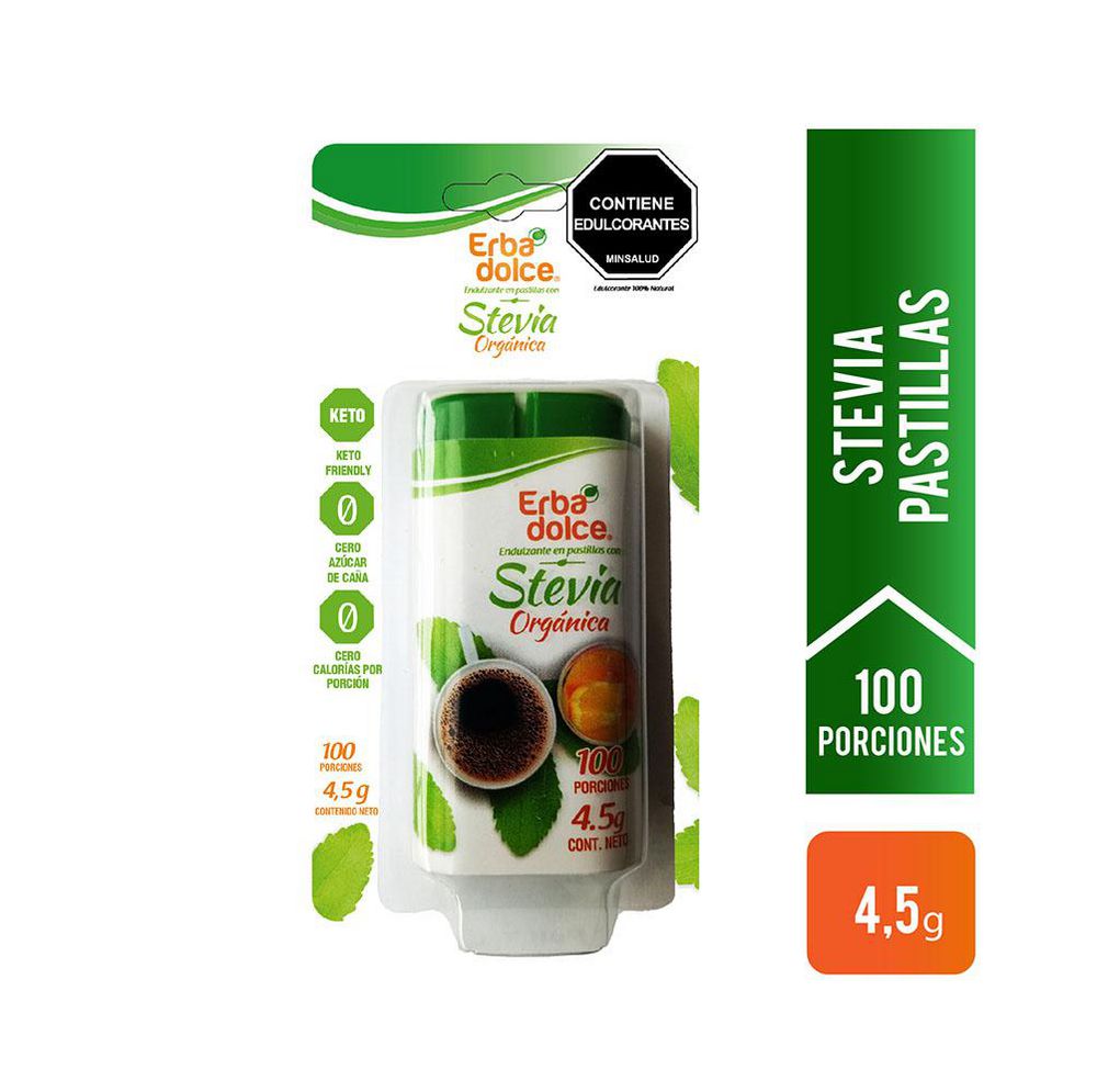 Endulzante ERBA DOLCE Con Stevia En Tabletas (4.5  gr)