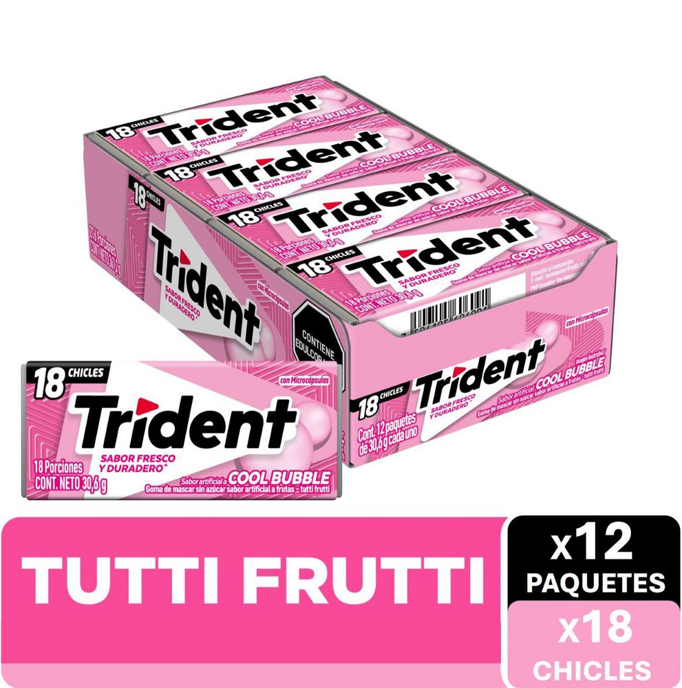 Chicles TRIDENT tutti frutti (367.2  gr)