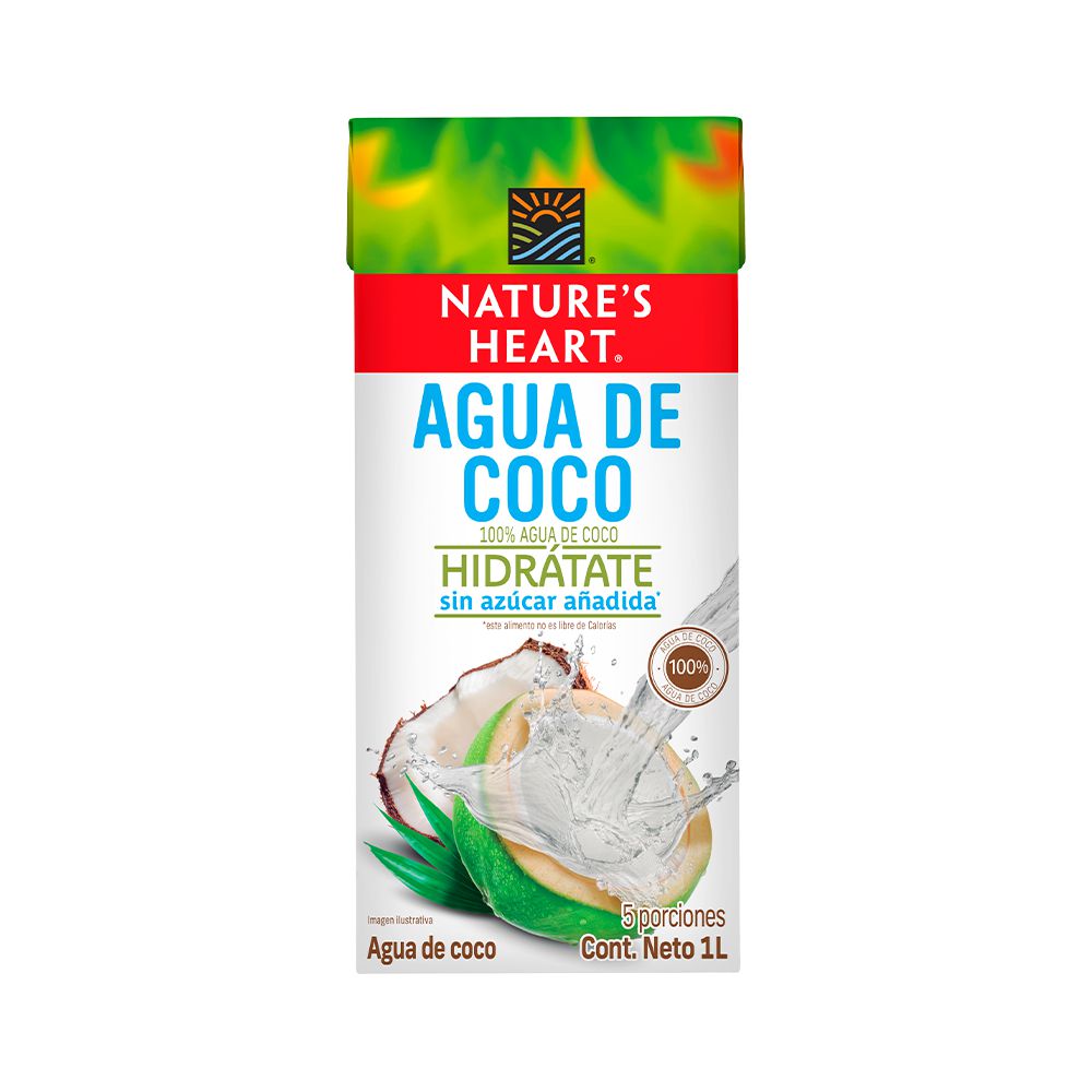 Agua de coco  NATURES HEART Sin Azúcar  (946  ml)