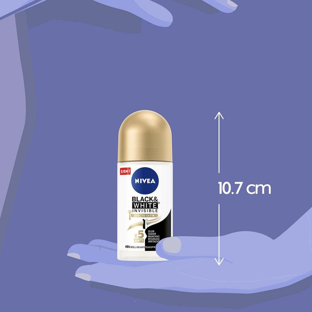 Desodorante NIVEA black & white mujer roll on  (50  ml) img #6