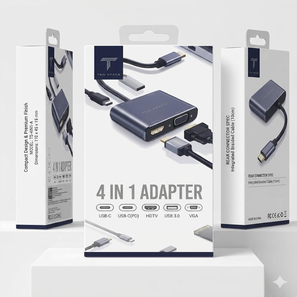 Adaptador Multipuerto 4 En 1 Ten Space De Alta Velocidad img #2