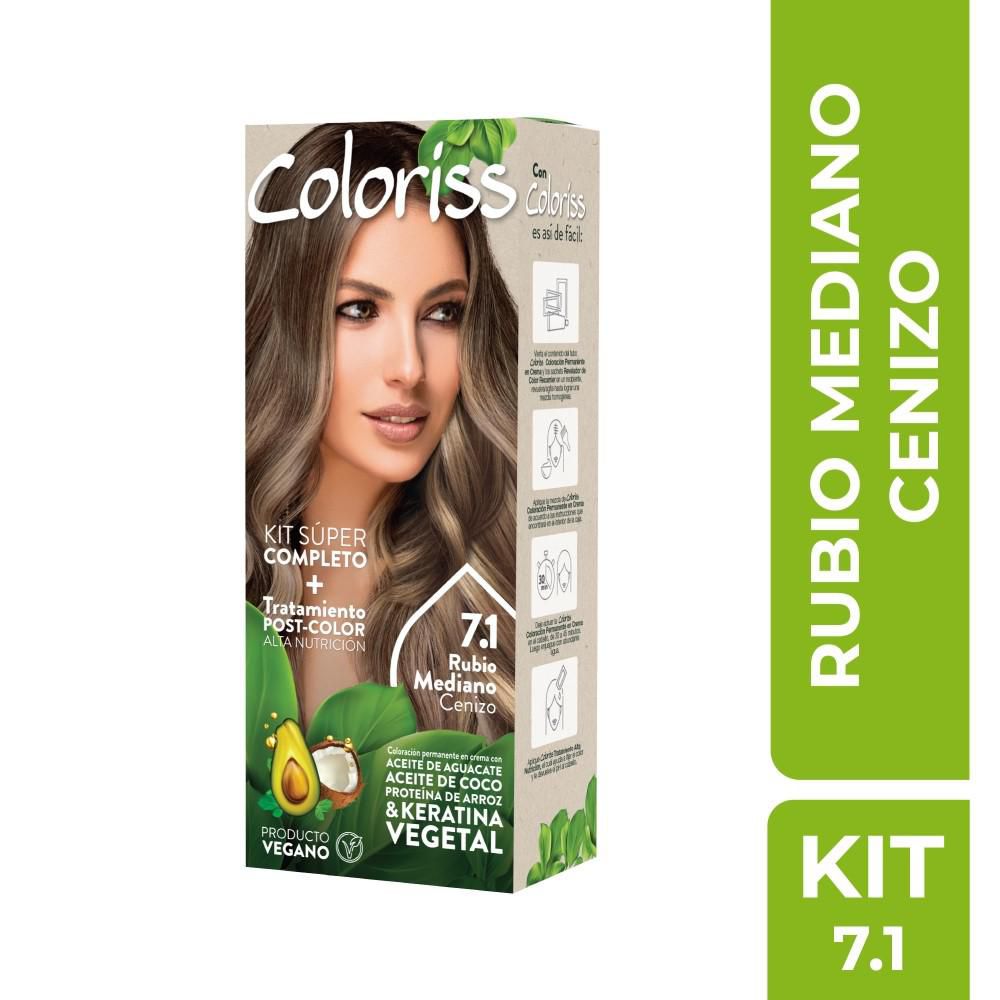 Tinte para cabello COLORISS completo rubio mediano cenizo (1  und)