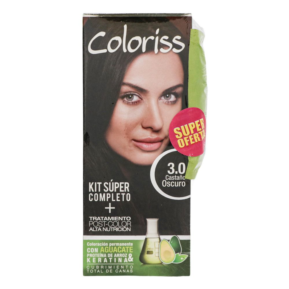 Tinte para cabello COLORISS permanente castaño oscuro (1  und)