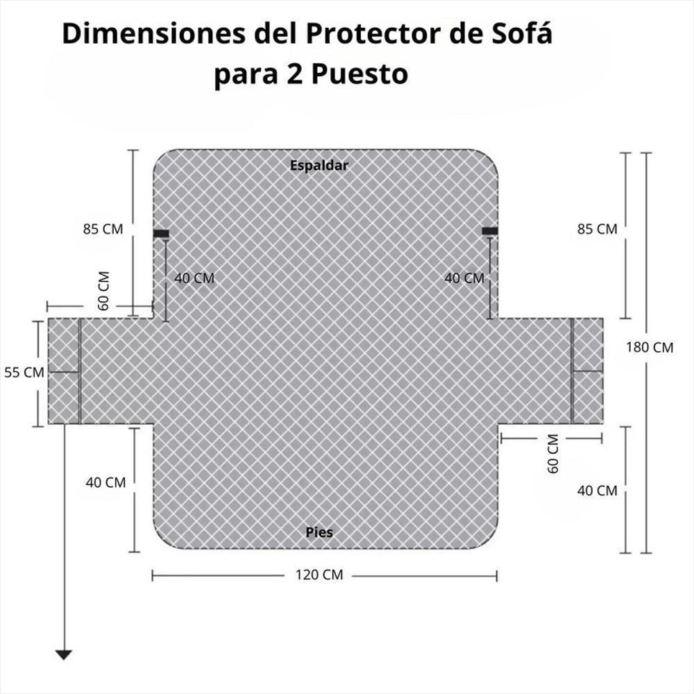 Protector De Sofa Unicolor Acolchado Doble Faz 2 Puestos Vino T Negro img #3