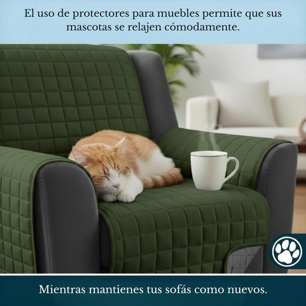 Protector De Sofa Unicolor Acolchado Doble Faz 1 Puesto Verde Gris img #2