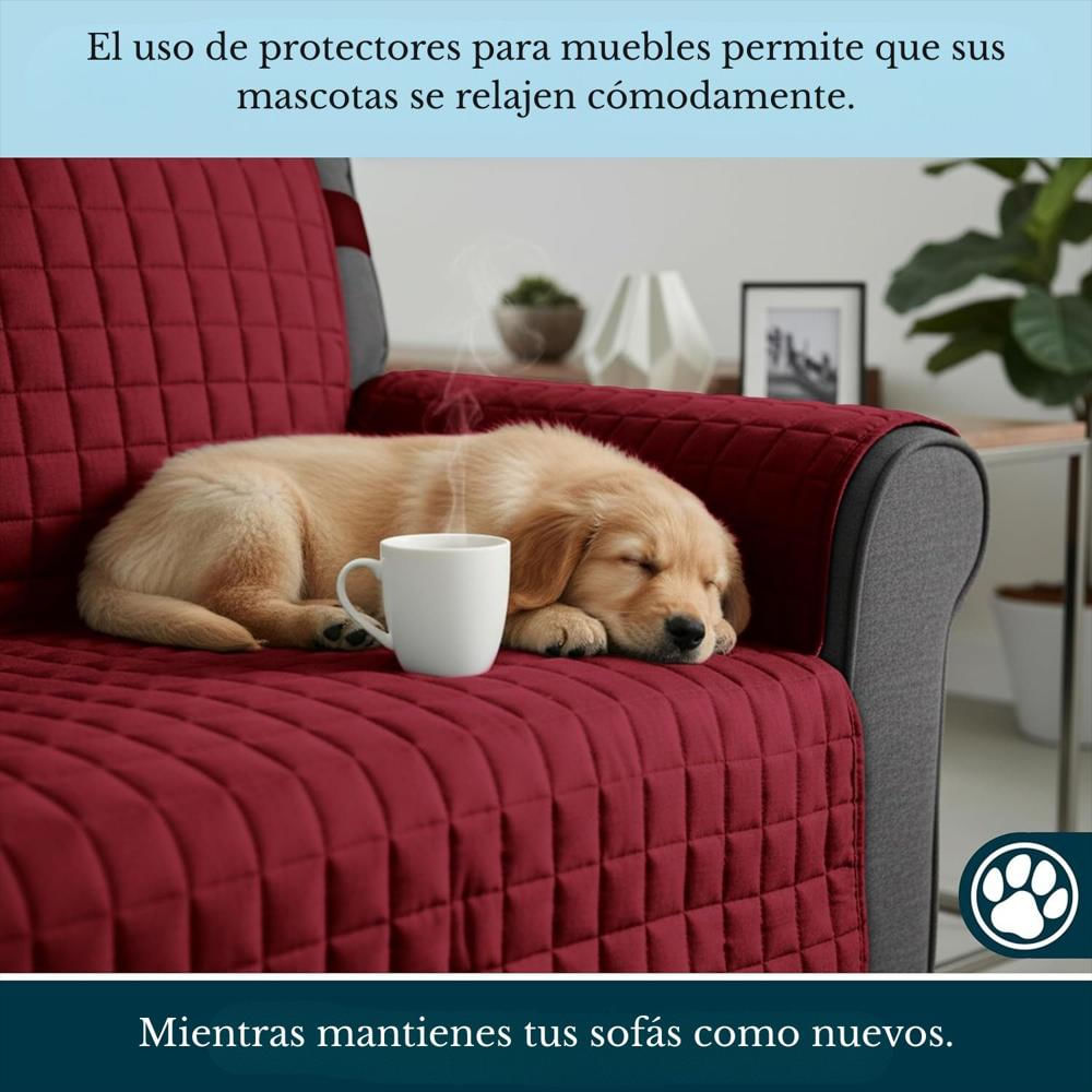 Protector De Sofa Unicolor Acolchado Doble Faz 2 Puestos Vino T Gris img #2