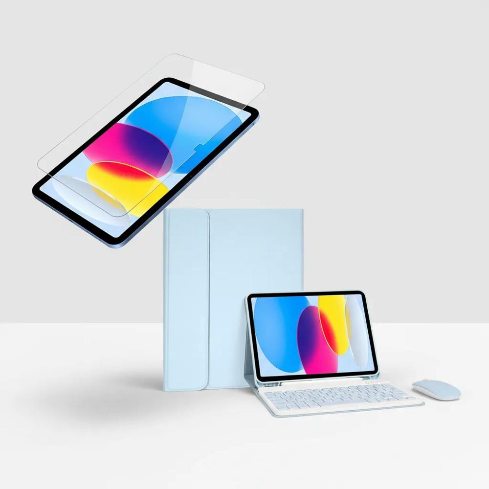 Estuche Teclado Para Ipad Air 4 / Air 5 10.9 Azul+Mouse+Vidrio img #2