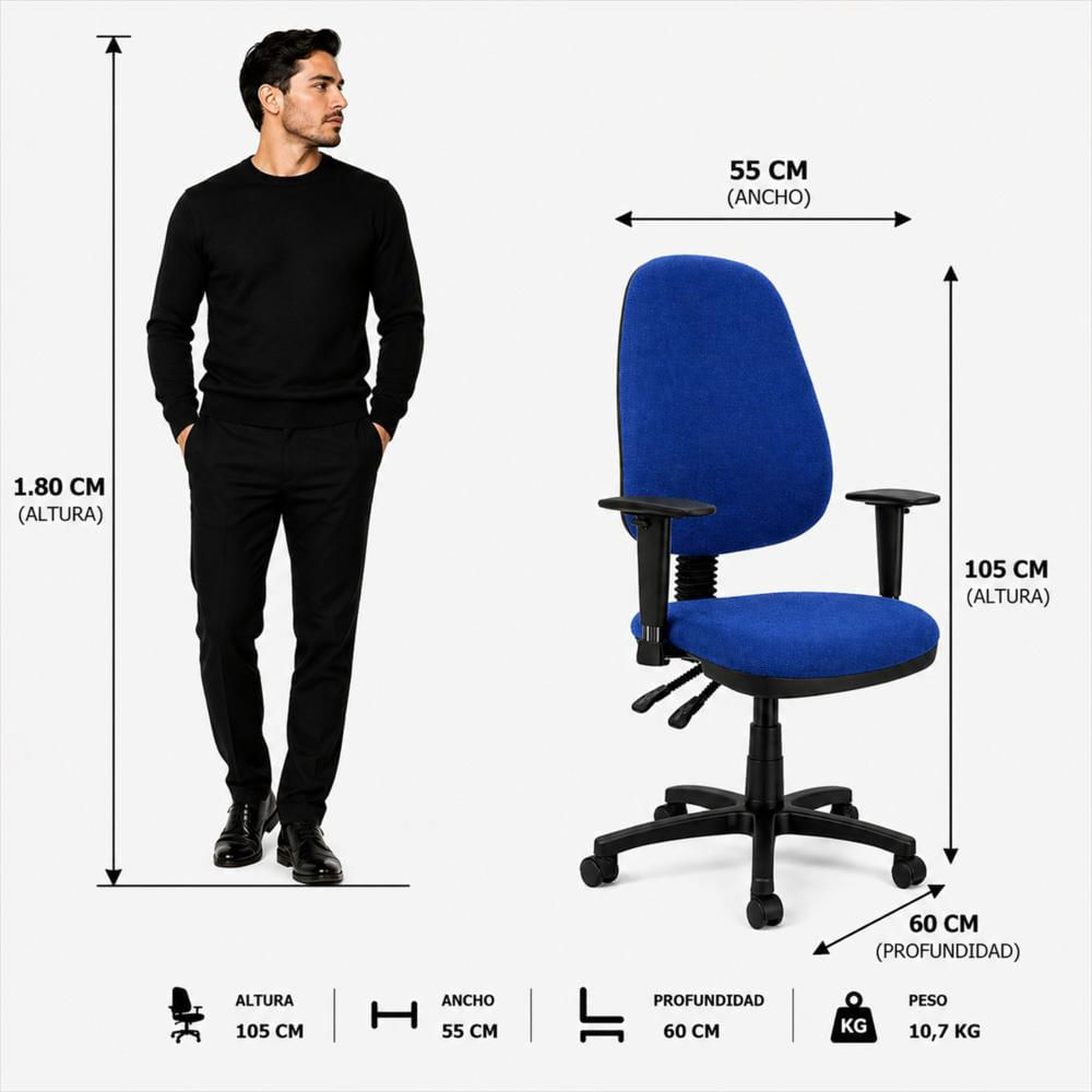 Silla De Oficina Ergonómica Azul Con Brazos De Altura Ajustable img #4