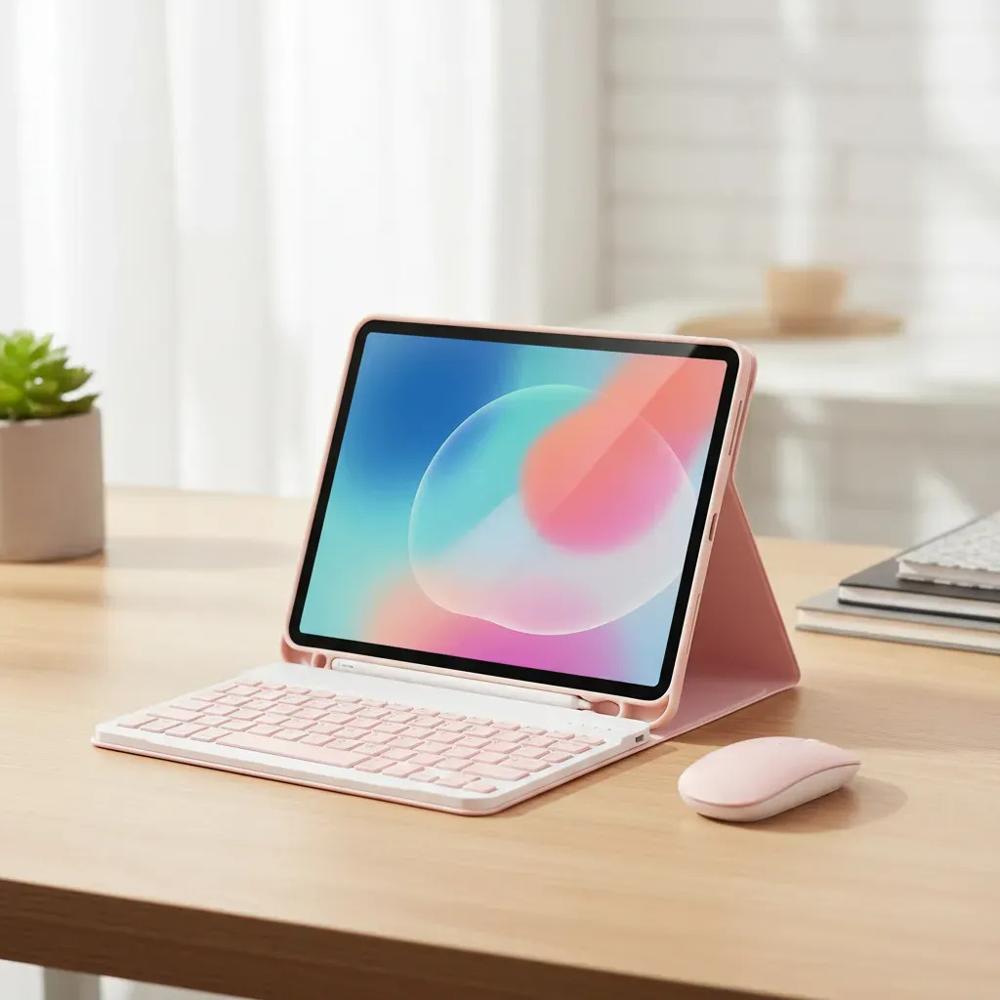 Estuche Teclado Para Ipad Pro 11 M5 2025 Rosa+Mouse+Vidrio img #4