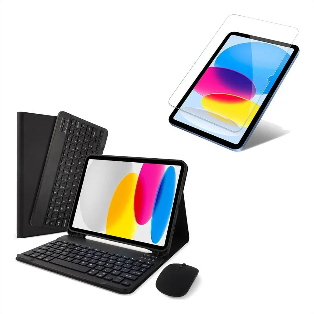 Estuche Teclado Para Ipad A16 2025 Negro+Mouse+Vidrio img #1