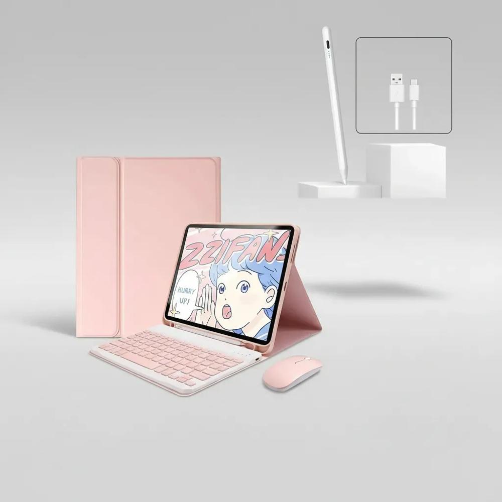 Estuche Teclado Para Ipad Pro 11 M5 2025 Rosa+Mouse+Lapiz img #3
