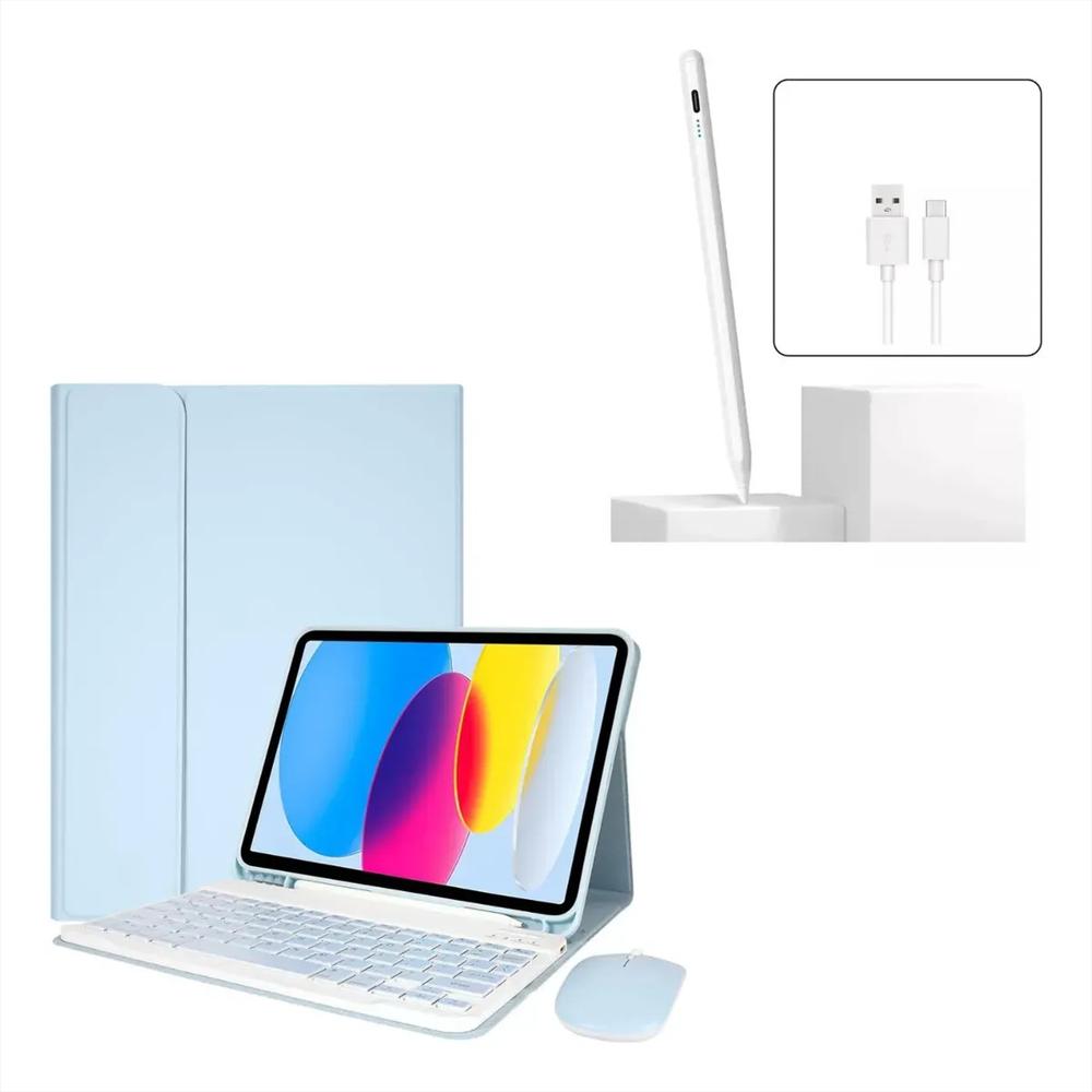 Estuche Teclado Para Ipad Air 11 Chip M2 2024 Azul+Mouse+Lapiz img #1