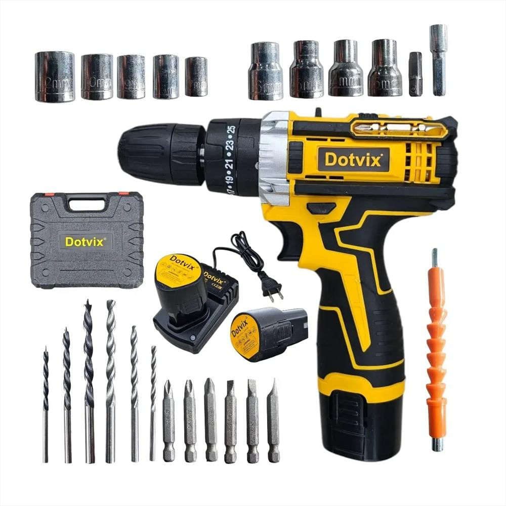 Taladro Inalambrido Kit Doble Batería 18V 27 Piezas Base De Carga Dot 18V D img #1