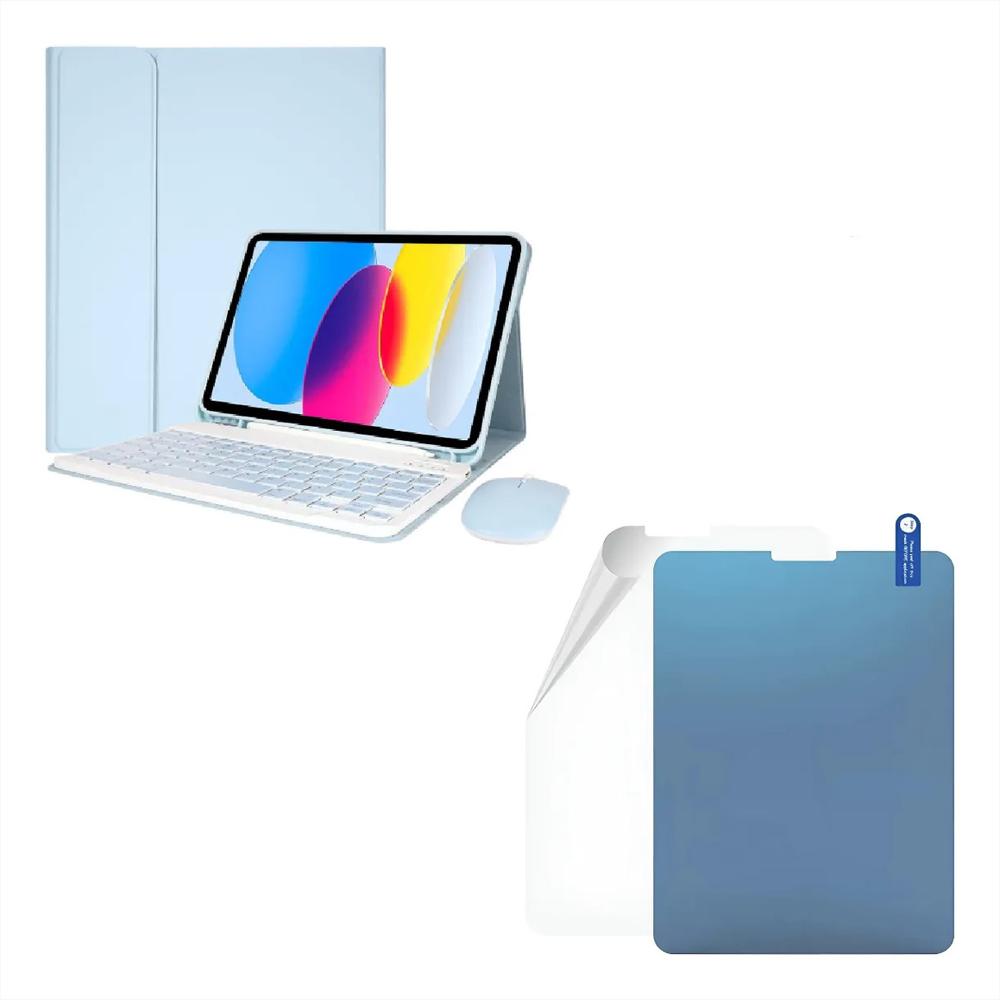 Estuche Teclado Para Ipad Air 11 Chip M2 2024 Azul+Mouse+Paperlike img #1