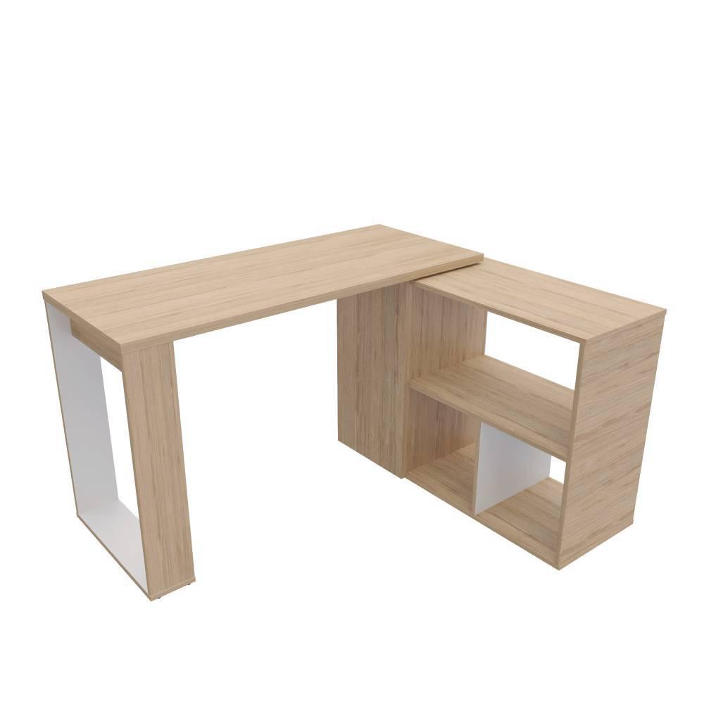 Escritorio En L Quadratta Rovere 126 Cm Transformable Con Entrepaños img #1